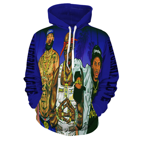 California Love Hooded All Over Print Sweatshirt with Pockets