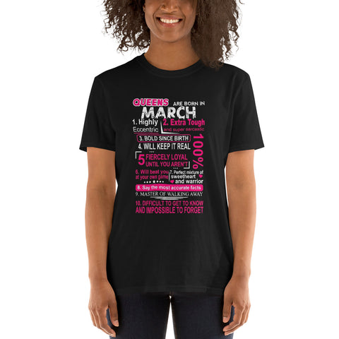 Queens are born in March-Short-Sleeve Unisex T-Shirt