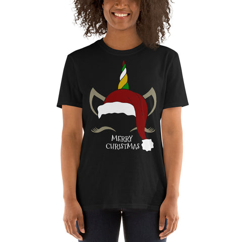 " Unicorn in Santa Hat" Short-Sleeve Unisex T-Shirt