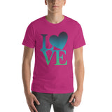 "Just Love/Blue and Green- Premium Short-Sleeve Unisex T-Shirt