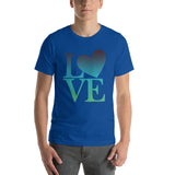 "Just Love/Blue and Green- Premium Short-Sleeve Unisex T-Shirt