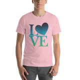 "Just Love/Blue and Green- Premium Short-Sleeve Unisex T-Shirt