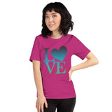 "Just Love/Blue and Green- Premium Short-Sleeve Unisex T-Shirt