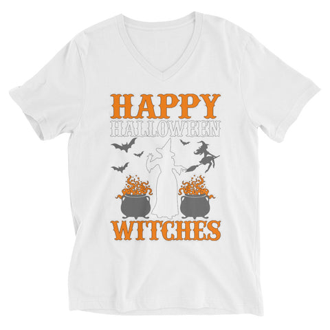 "Happy Halloween Witches" Unisex Short Sleeve V-Neck T-Shirt