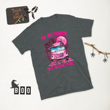 In October We Wear Pink School Bus- Short-Sleeve Unisex T-Shirt