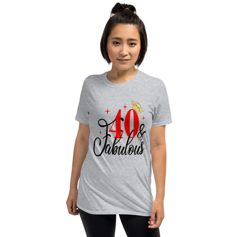 40 & Fabulous with gold crown Short-Sleeve Unisex T-Shirt